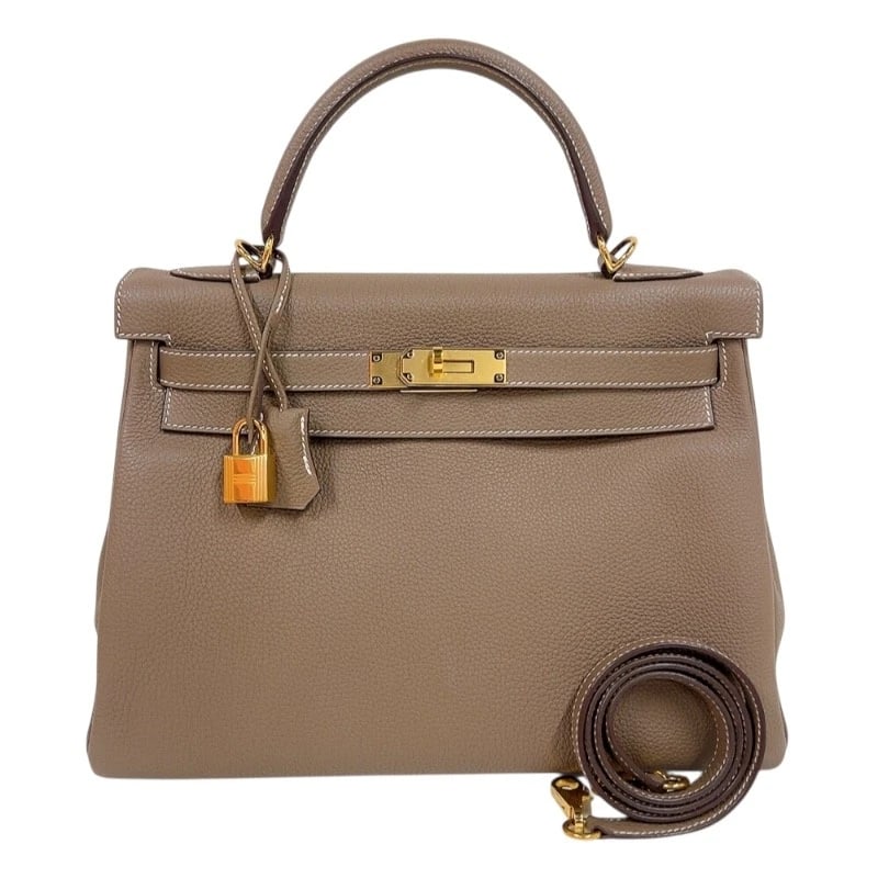 HERMES KELLY 32 INTERNAL SEWING HANDBAG: HERMES Kelly 32 internal sewing Handbag Brand: HERMES Type: Handbag Material: Togo Color: Etup Gold Hardware Size: W12.6 x H8.7x D4.7inch Shoulder:33.5inch Accessories: None Accessories