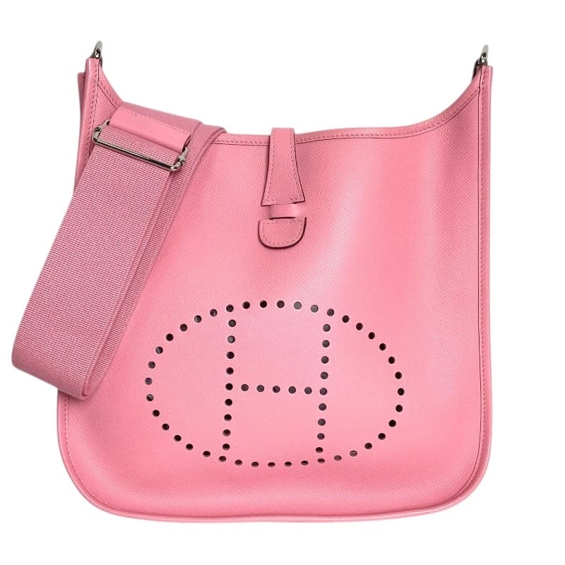 HERMES EVELYN 3 PM SHOULDER BAG: HERMES Evelyn 3 PM Shoulder Bag Brand: HERMES Type: Shoulder Bag Material: Epsom Color: Rose Confetti SilverHardware Size: W11.4 x H11.8x D3.1inch Shoulder:35.8inch Accessories: None