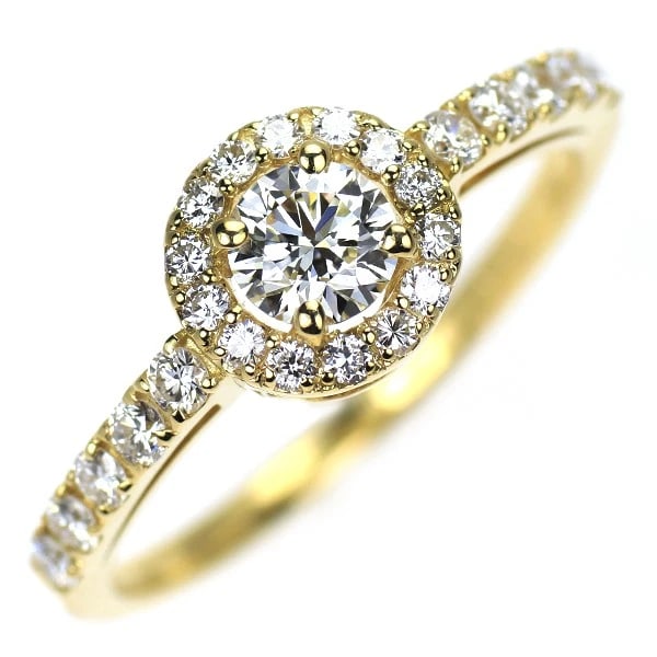 K18YG DIAMOND RING: K18YG Diamond Ring Brand: None Type: Ring Material: Metal Purity K18 Metal Gold Main Stone/Creation Natural Color: None Size: 6 US Accessories: None Accessories Notice: When purchasing