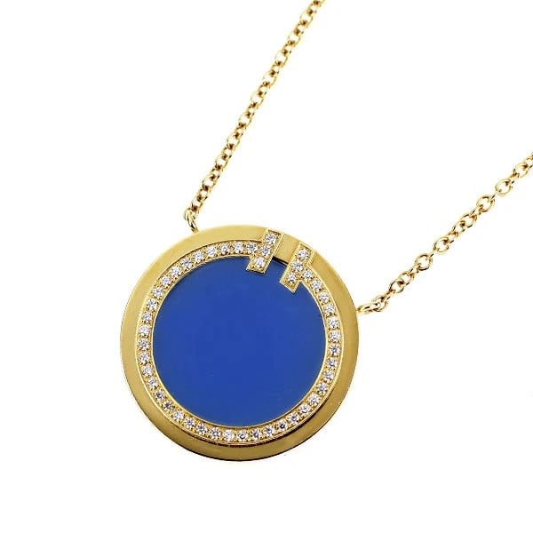 TIFFANY & CO K18YG BLUE AGATE DIAMOND PENDANT NECKLACE: Tiffany & Co K18YG Blue Agate Diamond Pendant Necklace Brand: Tiffany Type: Pendant Necklace Material: Metal Purity K18 Metal Gold Main Stone/Creation None Color: none Size: Necklace: Chain
