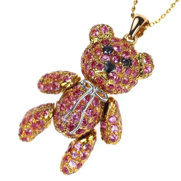K18PG/WG PINK SAPPHIRE PENDANT NECKLACE (1 of 3)