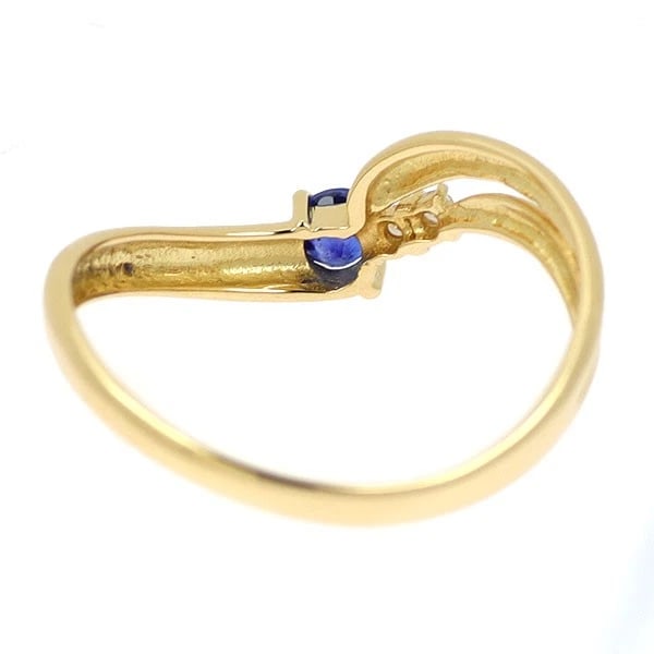 K18YG SAPPHIRE DIAMOND RING - 2