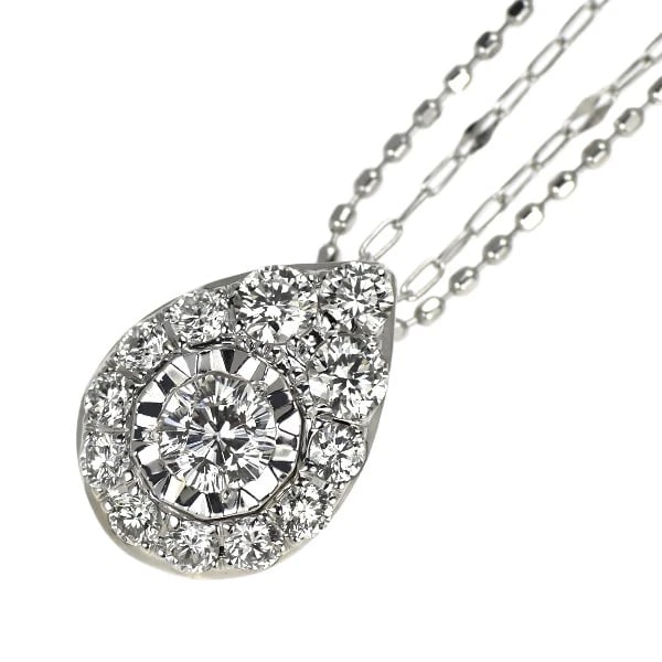 K18WG SAKURA CUT DIAMOND PENDANT NECKLACE: K18WG Sakura Cut Diamond Pendant Necklace Brand: None Type: Pendant Necklace Material: Metal Purity K18 Metal Gold Main Stone/Creation Natural Color: White Gold Size: Necklace: Chain Length