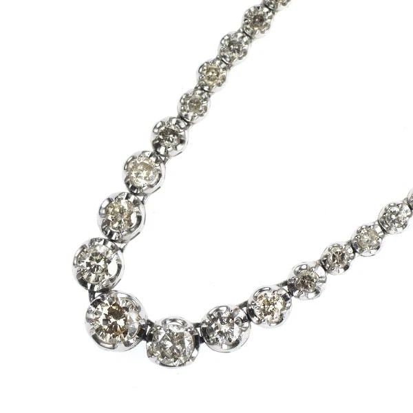 K18WG TENNIS DIAMOND NECKLACE: K18WG TENNIS DIAMOND NECKLACE Brand: None Type: necklaces Material: K18WG Color: WG Size: Necklace: Chain Length 40.5 Length/Width/Diameter5.4 Width/Thickness3.5 Accessories: None Accessories