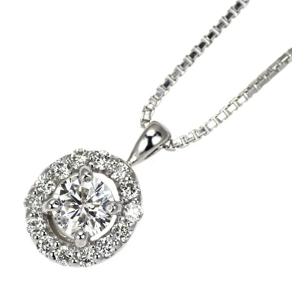K18WG DIAMOND PENDANT NECKLACE: K18WG DIAMOND PENDANT NECKLACE Brand: None Type: Pendant Necklace Material: Metal Purity K18 Metal Gold Main Stone/Creation Natural Color: White Gold Size: Length/Width/Diameter10.6 