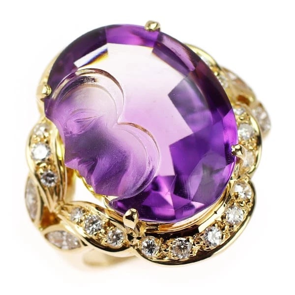 K18YG AMETHYST DIAMOND RING (1 of 3)