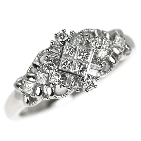 PT950 DIAMOND RING MYSTERY SETTING: Pt950 Diamond Ring Mystery Setting Brand: None Type: Ring Material: Metal Purity 950 Metal Platinum Main Stone/Creation Natural Color: Platinum Size: 9 US Accessories: None Accessories