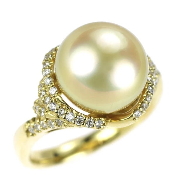 K18YG GOLDEN PEARL DIAMOND RING: K18YG Golden Pearl Diamond Ring Brand: None Type: Ring Material: Metal Purity K18 Metal Gold Main Stone/Creation pearl/pearl Color: None Size: 6.25 - 6.5 US Accessories: None Accessories