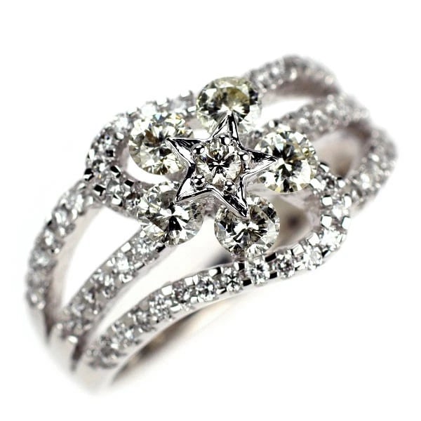 K18WG DIAMOND RING: K18WG Diamond Ring Brand: None Type: Ring Material: Metal Purity K18 Metal Gold Main Stone/Creation Natural Color: White Gold Size: 5.5 - 5.75 US Accessories: None Accessories Notice: When