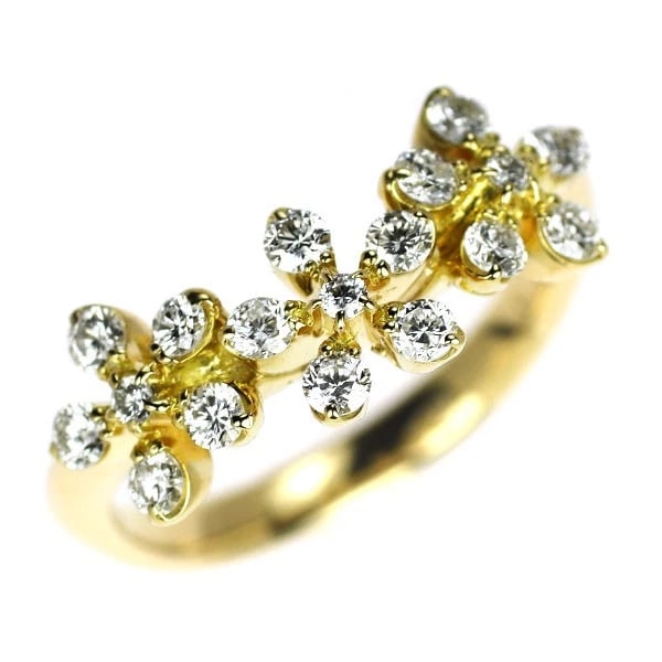 K18YG FLOWER PINKY DIAMOND RING: K18YG Flower Pinky Diamond Ring Brand: None Type: rings Material: K18YG Color: YG Size: 3.25 US Accessories: None Accessories Notice: When purchasing pre-owned goods, please refer to the