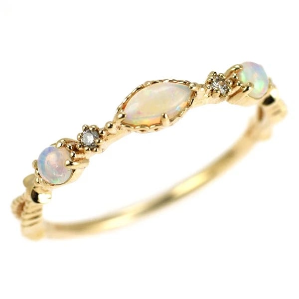 AGETE K10YG OPAL DIAMOND RING: Agete K10YG opal diamond ring Brand: Agete Type: Ring Material: Metal Purity K10 Metal Gold Main Stone/Creation Opal Color: Yellow Gold Size: 5.5 - 5.75 US Accessories: None Accessories