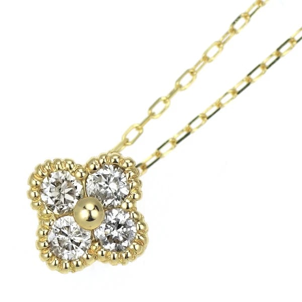K18YG FLOWER DIAMOND PENDANT NECKLACE: K18YG flower diamond pendant necklace Brand: None Type: Pendant Necklace Material: Metal Purity None Metal K18YG Main Stone/Creation Natural Color: Yellow Gold Size: Necklace: Chain Length