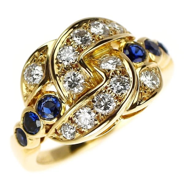 CHAUMET K18YG SAPPHIRE DIAMOND RING (1 of 2)