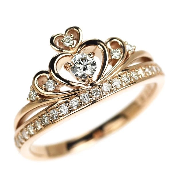 K18PG DIAMOND RING TIARA: K18PG diamond ring tiara Brand: None Type: Ring Material: Metal Purity K18 Metal Gold Main Stone/Creation Natural Color: Pink Gold Size: 5.25 US Accessories: None Accessories Notice: When