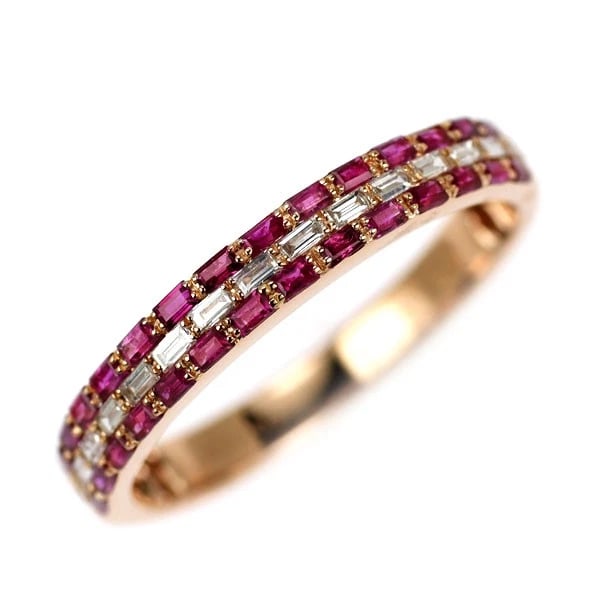 K18PG RUBY DIAMOND RING: K18PG Ruby Diamond Ring Brand: None Type: Ring Material: Metal Purity K18 Metal Gold Main Stone/Creation Ruby Color: None Size: 6 US Accessories: None Accessories Notice: When purchasing