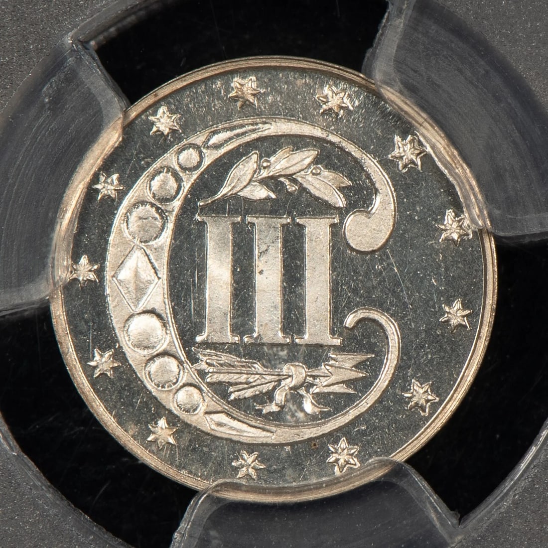 1869/'8' 3C SILVER THREE CENT TRIME PROOF - 3