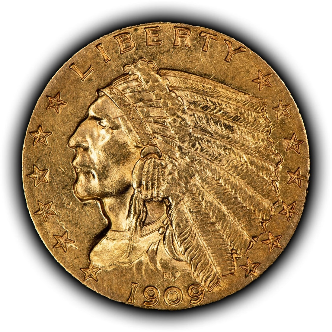 1909 G$2.50 INDIAN HEAD GOLD QUARTER EAGLE: 1909 G$2.50 Indian Head Gold Quarter Eagle Brand/Mint: U.S. Mint Year: 1909 Fineness: 0.9 Composition: Gold Coin: US Pre-1933 Gold Bullion Denomination: $2.50 Country of Origin: United St