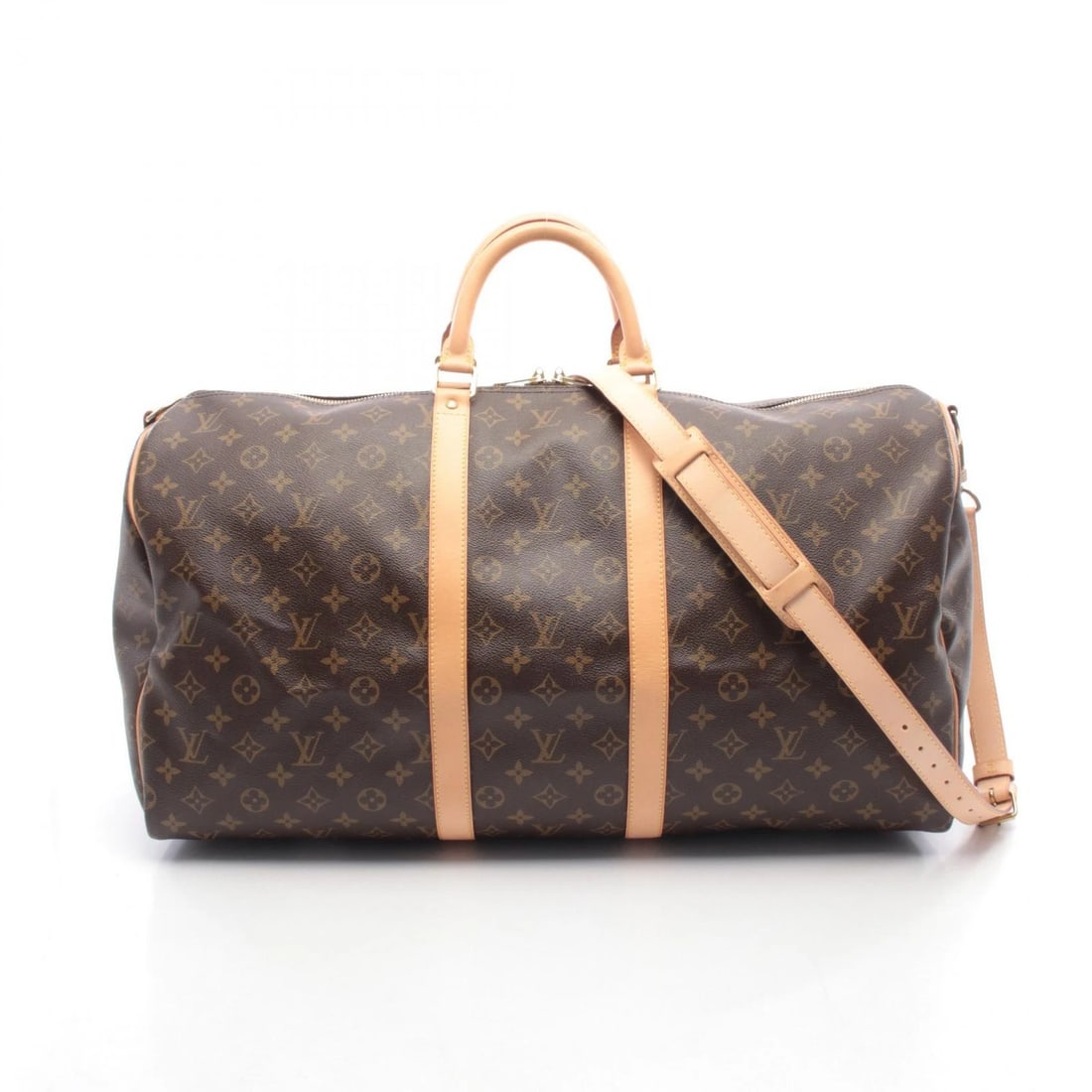 LOUIS VUITTON KEEPALL BANDOURIERE 55 TRAVEL HANDBAG: LOUIS VUITTON Keepall Bandouriere 55 Travel Handbag Brand: LOUIS VUITTON Type: Boston bag Material: Monogram × PVC coated canvas × leather Color: Brown??ish colors Size: H:30cm x W:56cm x