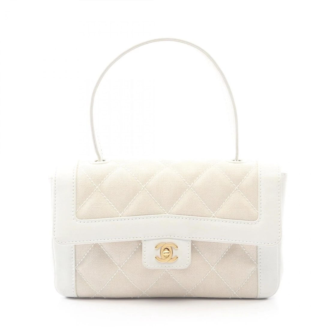 CHANEL WILD STITCH MATELASSE HANDBAG: CHANEL Wild Stitch Matelasse Handbag Brand: CHANEL Type: Handbag Material: canvas × leather Color: Beige??ish colors × White??ish colors Size: H:16cm x W:25cm x D:6cm (H:6.3" x W:9.8" x