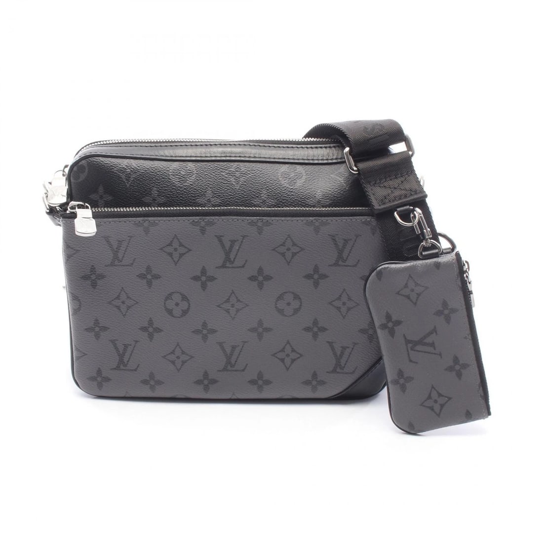 LOUIS VUITTON TRIO MESSENGER SHOULDER CROSSBODY BAG: LOUIS VUITTON Trio Messenger Shoulder crossbody Bag Brand: LOUIS VUITTON Type: Shoulder Bag Material: Monogram eclipse reverse × PVC coated canvas × leather Color: Gres / Black??ish colors ×