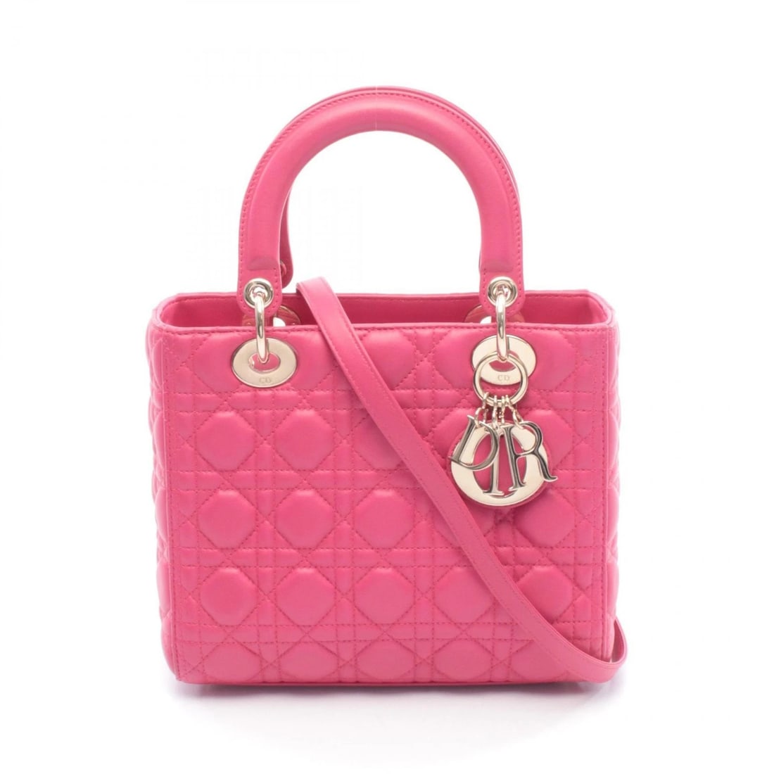 CHRISTIAN DIOR LADY DIOR SHOUDLER HANDBAG: Christian Dior LADY DIOR Shoudler Handbag Brand: Christian Dior Type: Handbag Material: leather Color: Pink??ish colors Size: H:20cm x W:24cm x D:11cm (H:7.9" x W:9.4" x D:4.3") Accessories: