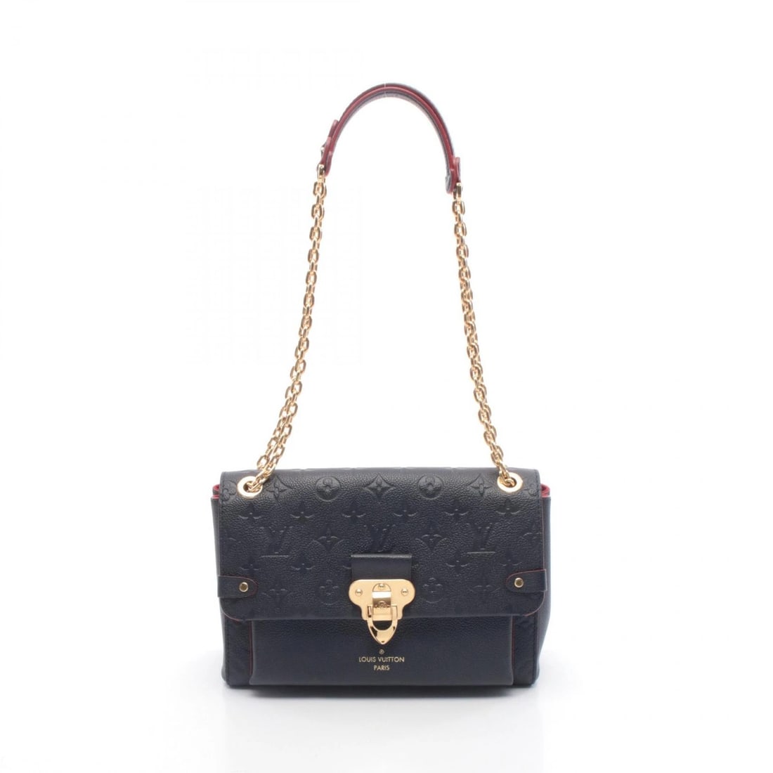 LOUIS VUITTON VAVIN PM CHAIN SHOULDER BAG: LOUIS VUITTON Vavin PM Chain Shoulder Bag Brand: LOUIS VUITTON Type: Shoulder Bag Material: Monogram empreinte × leather Color: MarineRouge / Navy??ish colors × Red??ish colors Size: H:18cm