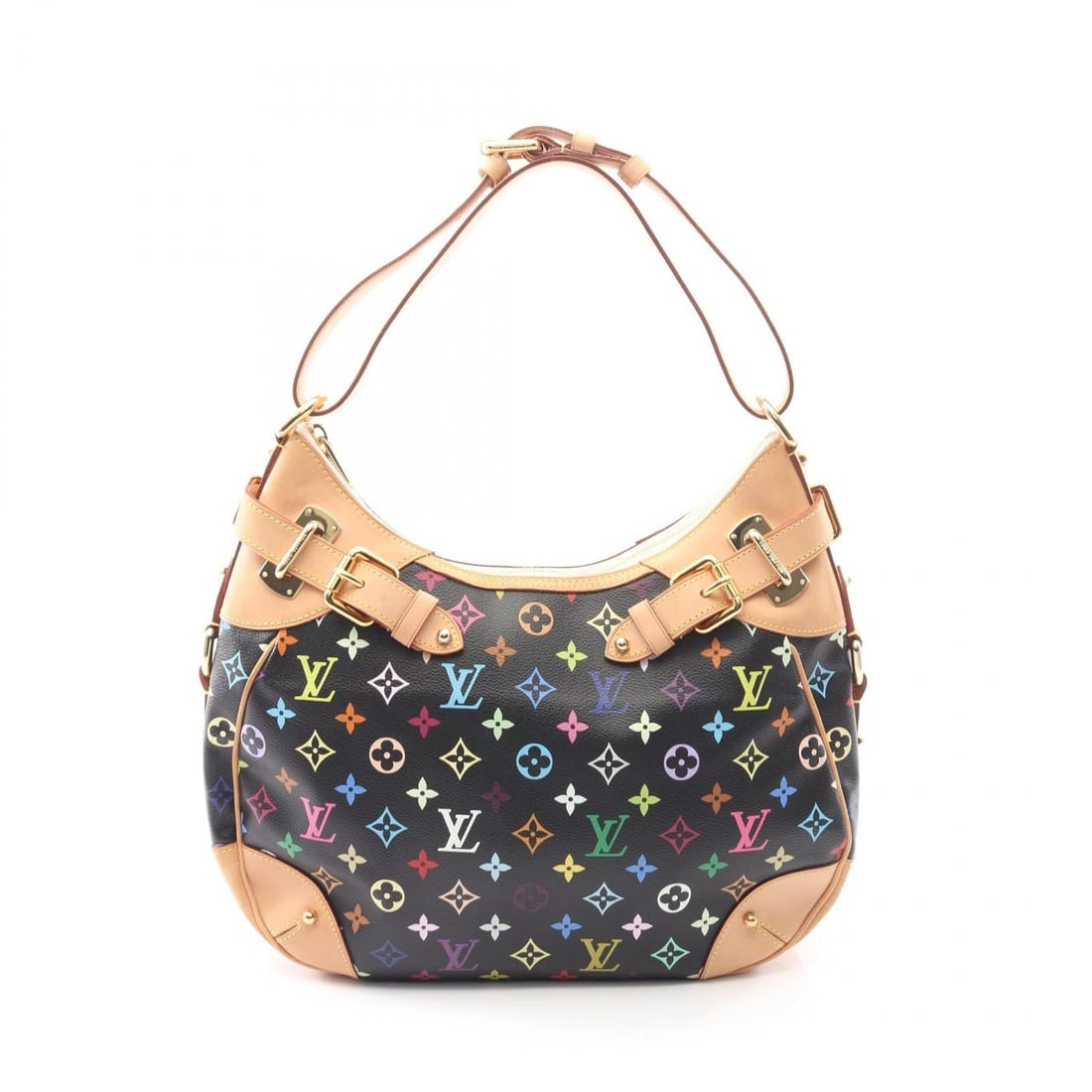 LOUIS VUITTON GRETA SHOULDER BAG: LOUIS VUITTON Greta Shoulder Bag Brand: LOUIS VUITTON Type: Shoulder Bag Material: Monogram Multicolore × PVC coated canvas × leather Color: Black / Black??ish colors Size: H:25cm x W:36cm x