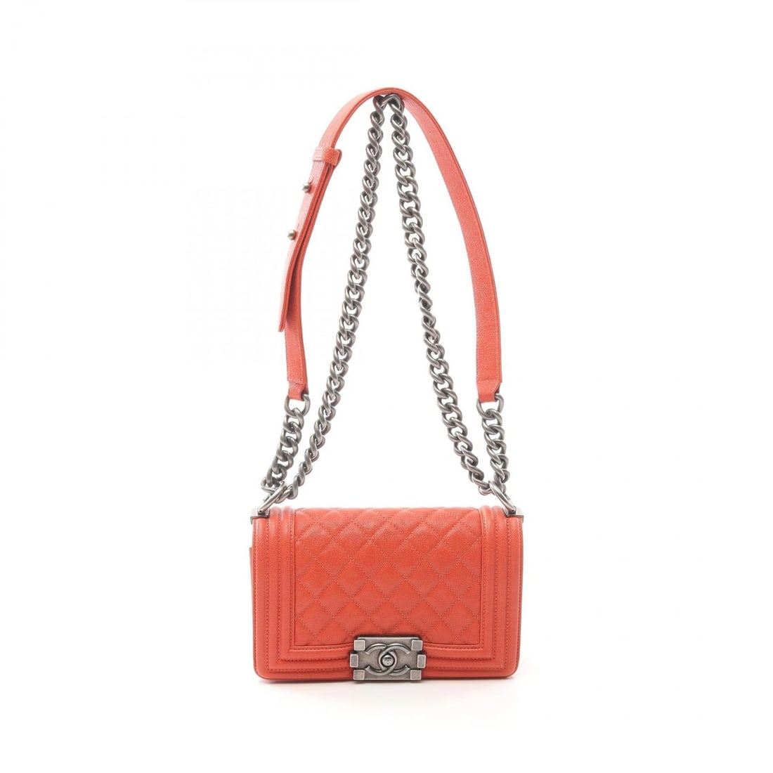 CHANEL BOY CHANEL SMALL SHOULDER BAG: CHANEL Boy Chanel Small Shoulder Bag Brand: CHANEL Type: Shoulder Bag Material: leather × Grained calfskin Color: Orange??ish colors Size: H:12cm x W:20cm x D:6cm (H:4.7" x W:7.9" x D:2.4") 