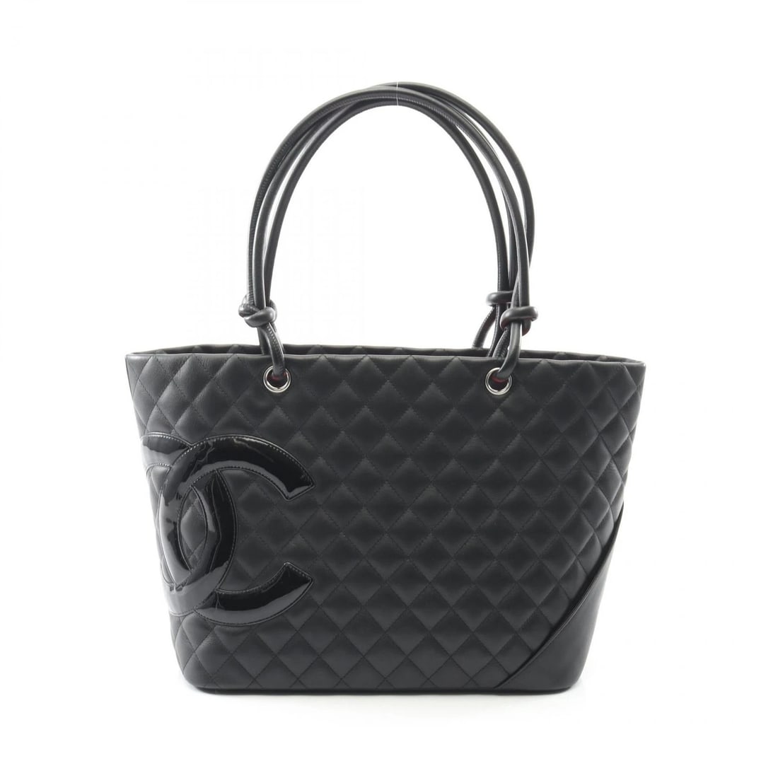 CHANEL CAMBON LINE LARGE TOTE SHOUDLER HANDBAG: CHANEL Cambon Line Large Tote Shoudler Handbag Brand: CHANEL Type: Tote Bag Material: leather × Patent leather Color: Black??ish colors Size: H:25cm x W:30cm x D:15cm (H:9.8" x W:11.8" x