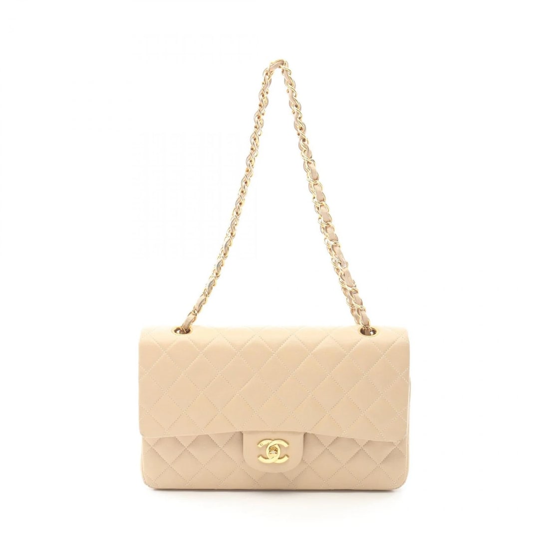 CHANEL MATELASSE W FLAP CHAIN SHOULDER BAG: CHANEL Matelasse W flap chain Shoulder Bag Brand: CHANEL Type: Shoulder Bag Material: Lambskin (sheep leather) Color: Beige??ish colors Size: H:16cm x W:25cm x D:6.5cm (H:6.3" x W:9.8" x