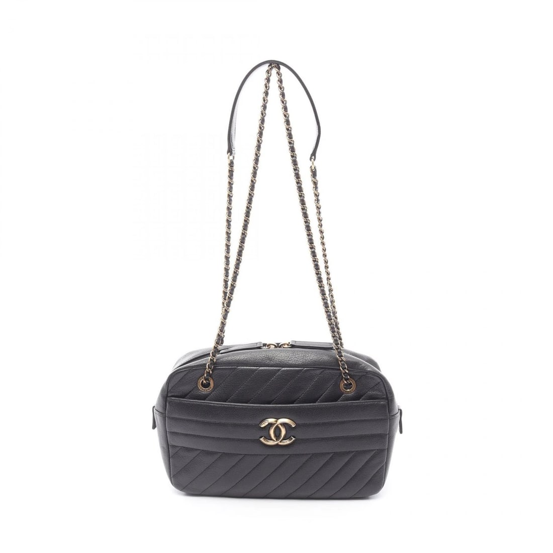 CHANEL CC LOGO CHAIN SHOULDER BAG CALFSKIN BLACK (1 of 5)