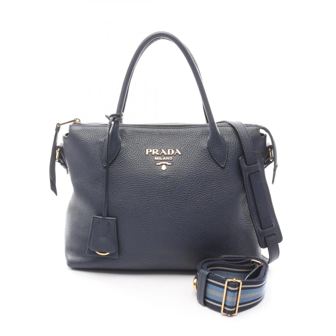 PRADA VIT DAINO 2WAY CROSSBODY SHOULDER HANDBAG: PRADA VIT DAINO 2Way Crossbody Shoulder Handbag Brand: PRADA Type: Handbag Material: leather Color: Navy??ish colors Size: H:25cm x W:30.5cm x D:14cm (H:9.8" x W:12.0" x D:5.5") Accessories: None