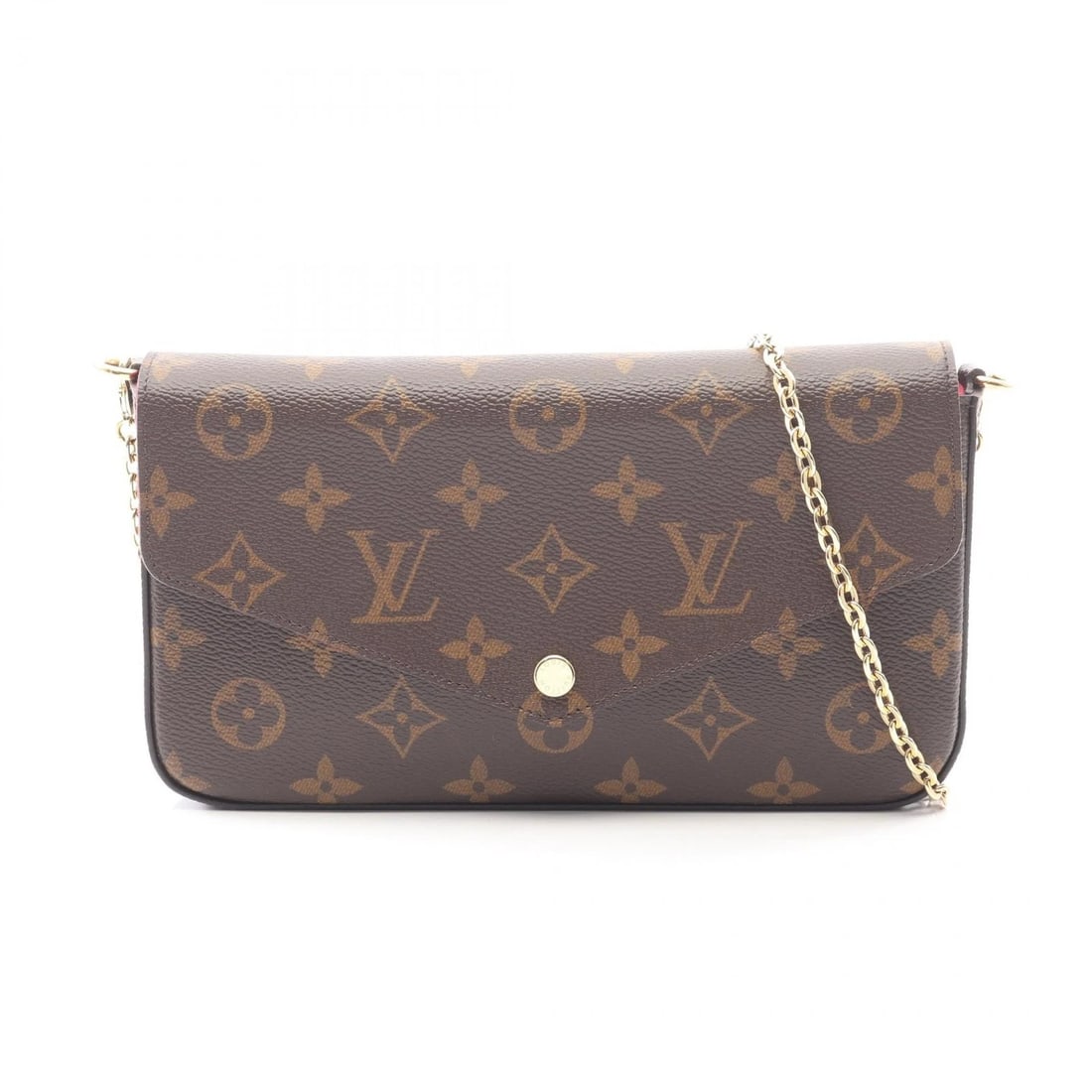 LOUIS VUITTON POCHETTE FELICIE CHAIN CROSSBODY SHOULDER BAG: LOUIS VUITTON Pochette Felicie chain crossbody Shoulder Bag Brand: LOUIS VUITTON Type: Shoulder Bag Material: Monogram × PVC coated canvas Color: Fuschia / Brown??ish colors Size: H:13cm x W:21cm