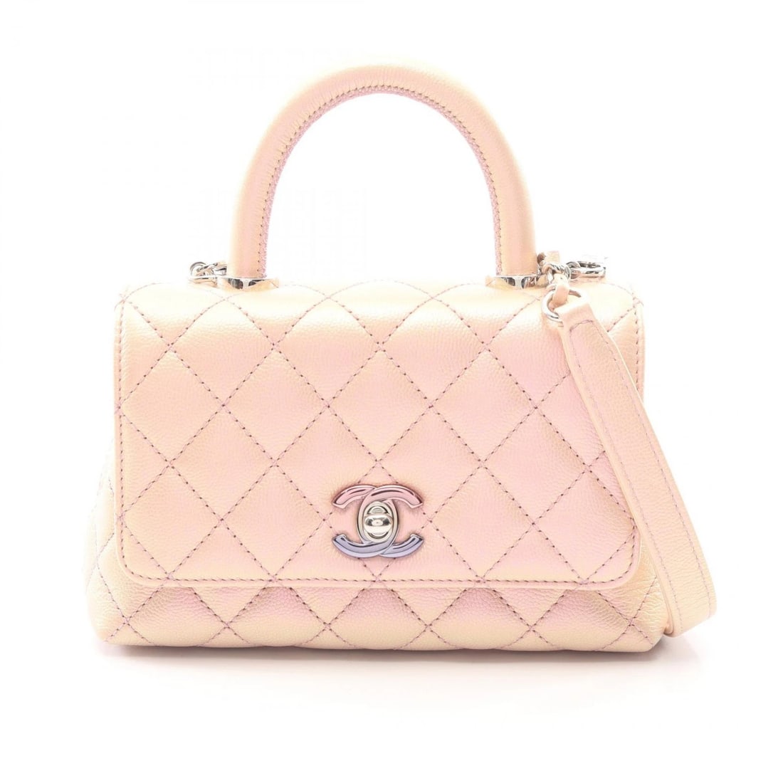 CHANEL COCO XXS TOP HANDLE SHOULDER CROSSBODY HANDBAG: CHANEL Coco XXS Top Handle Shoulder Crossbody Handbag Brand: CHANEL Type: Handbag Material: leather × Grained calfskin Color: Pink??ish colors Size: H:12cm x W:18.5cm x D:8.5cm (H:4.7" x W:7.3" x