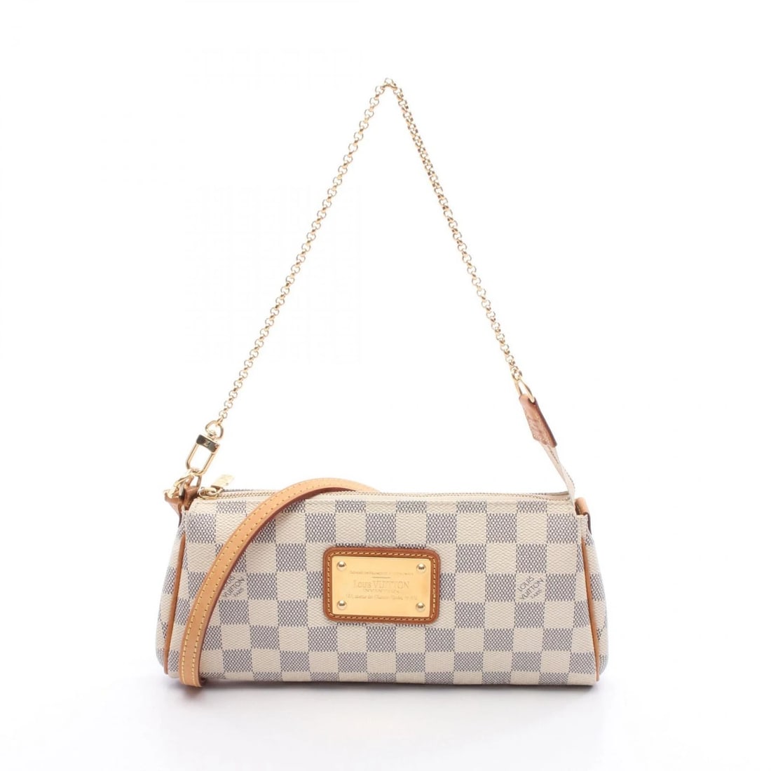 LOUIS VUITTON EVA SHOULDER HANDBAG: LOUIS VUITTON Eva Shoulder Handbag Brand: LOUIS VUITTON Type: Handbag Material: Damier Azur × PVC coated canvas × leather Color: White??ish colors Size: H:13cm x W:25cm x D:4cm (H:5.1" x