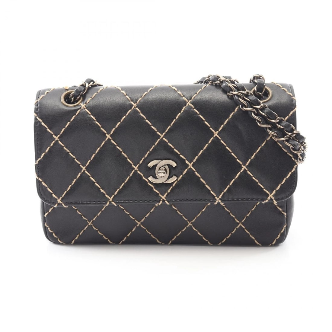 CHANEL WILD STITCH CHAIN SHOULDER BAG: CHANEL Wild stitch chain Shoulder Bag Brand: CHANEL Type: Shoulder Bag Material: leather Color: Black??ish colors Size: H:17.5cm x W:25cm x D:6cm (H:6.9" x W:9.8" x D:2.4") Accessories: None