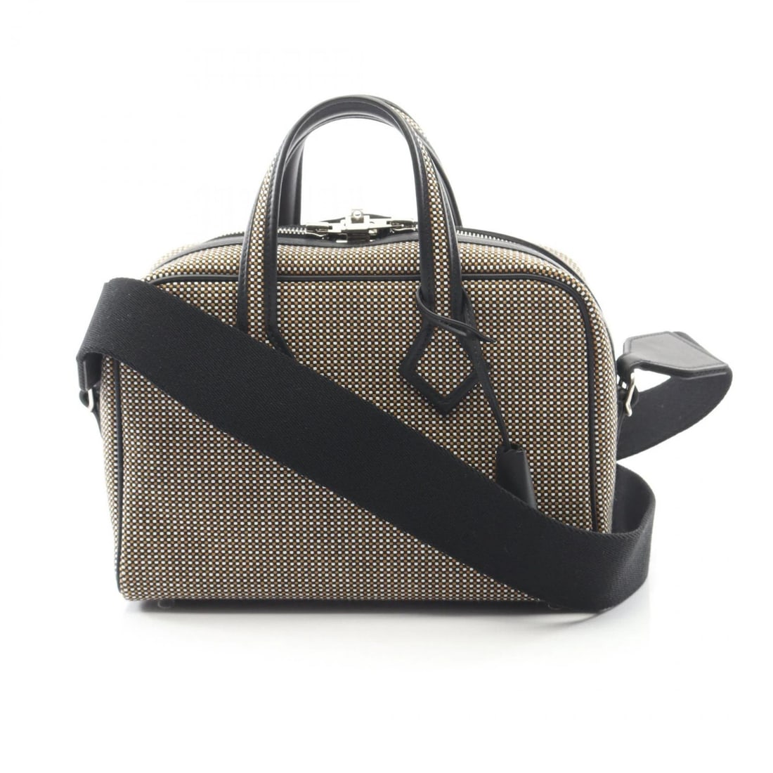 HERMES VICTORIA 3 FOURRE-TOUT MINI SHOULDER HANDBAG: HERMES Victoria 3 Fourre-tout Mini Shoulder Handbag Brand: HERMES Type: Handbag Material: Vaux Swift leather × Toile Cadrile in Swift leather Color: Black??ish colors × Multicolor??ish colors Si