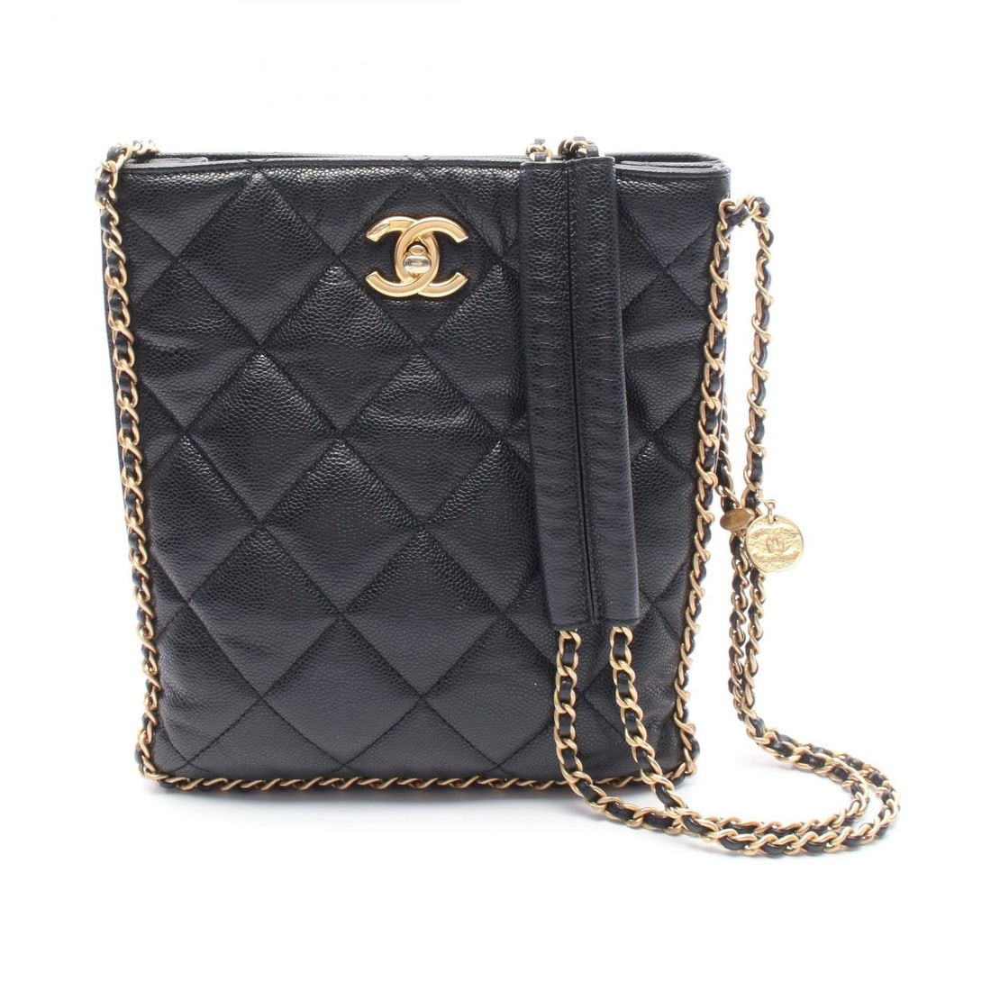 CHANEL SMALL SHOPPING MATELASSE CHAIN SHOULDER BAG: CHANEL Small Shopping Matelasse Chain Shoulder Bag Brand: CHANEL Type: Shoulder Bag Material: Calfskin (cowhide) Color: Black??ish colors Size: H:23cm x W:20cm x D:6cm (H:9.1" x W:7.9" x D:2.4") S