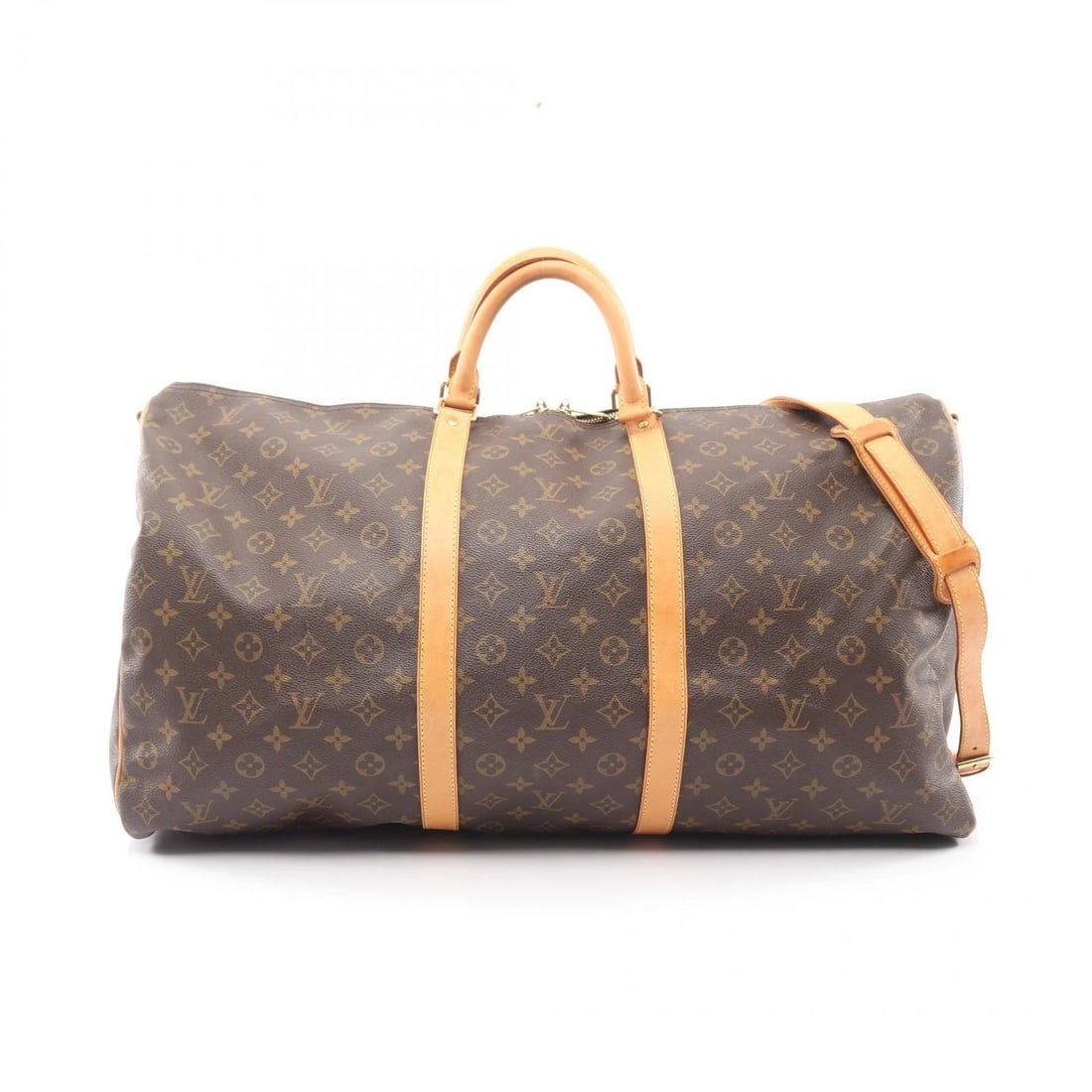 LOUIS VUITTON KEEPALL BANDOULIERE 60 TRAVEL BAG: LOUIS VUITTON Keepall Bandouliere 60 Travel Bag Brand: LOUIS VUITTON Type: Boston bag Material: Monogram × PVC coated canvas × leather Color: Brown??ish colors Size: H:32cm x W:60cm x D:26cm (H: