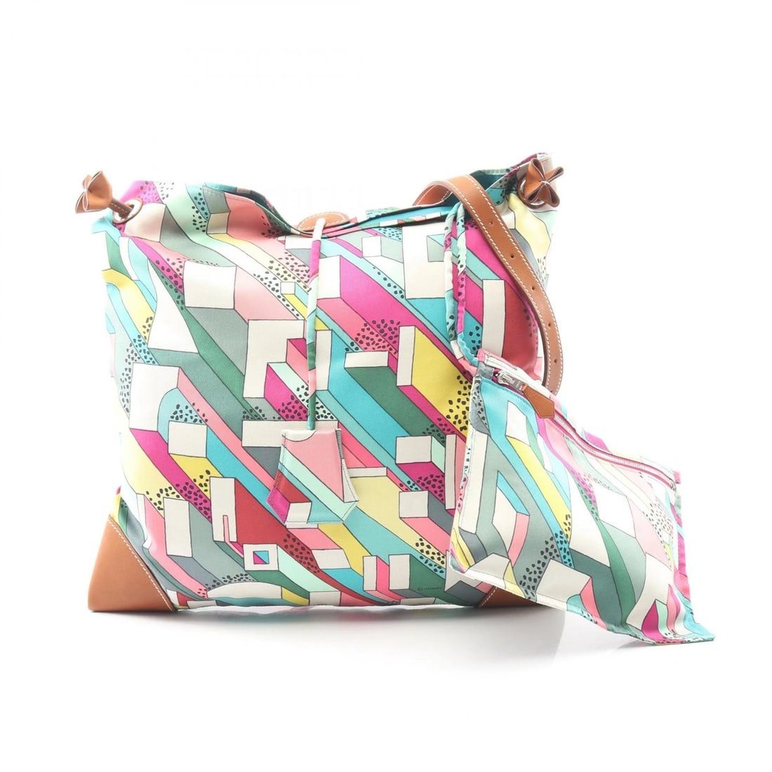 HERMES SILKY CITY PM FAUVE SHOULDER CROSSBODY BAG: HERMES Silky City PM Fauve Shoulder crossbody Bag Brand: HERMES Type: Shoulder Bag Material: silk × silk × leather Color: Multicolor??ish colors × Brown??ish colors Size: H:34cm x W:32cm x D:1c