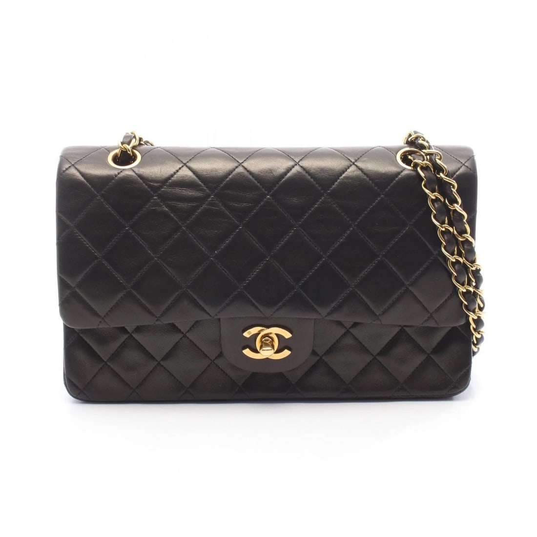 CHANEL MATELASSE DOUBLE FLAP CHAIN SHOULDER HANDBAG: CHANEL Matelasse double flap Chain Shoulder Handbag Brand: CHANEL Type: Shoulder Bag Material: Lambskin (sheep leather) Color: Black??ish colors Size: H:16cm x W:25cm x D:6.5cm (H:6.3" x W:9.8" x