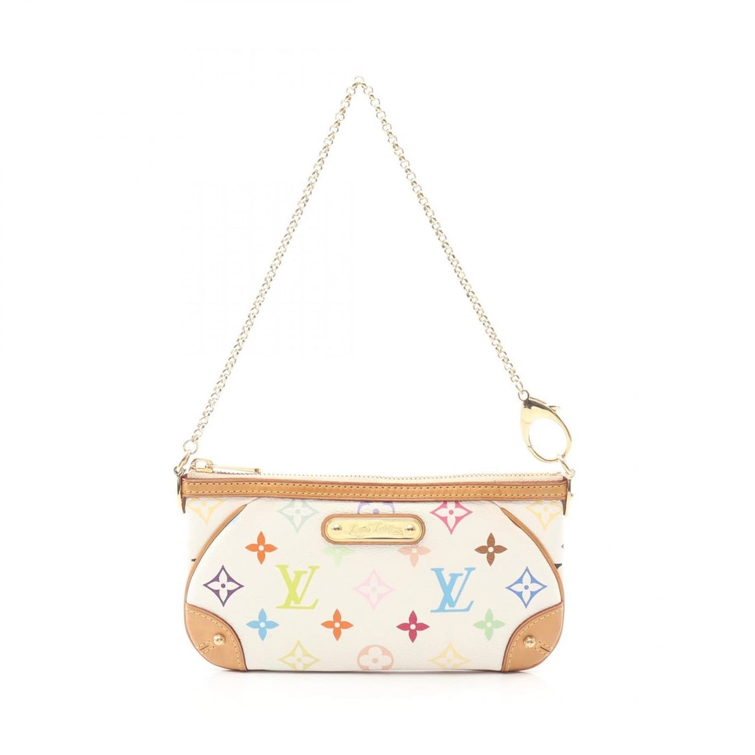 LOUIS VUITTON POCHETTE MILLA MM SHOULDER HANDBAG: LOUIS VUITTON Pochette Milla MM Shoulder Handbag Brand: LOUIS VUITTON Type: Handbag Material: Monogram Multicolore × PVC coated canvas × leather Color: Blanc / White??ish colors Size: H:10.5cm x