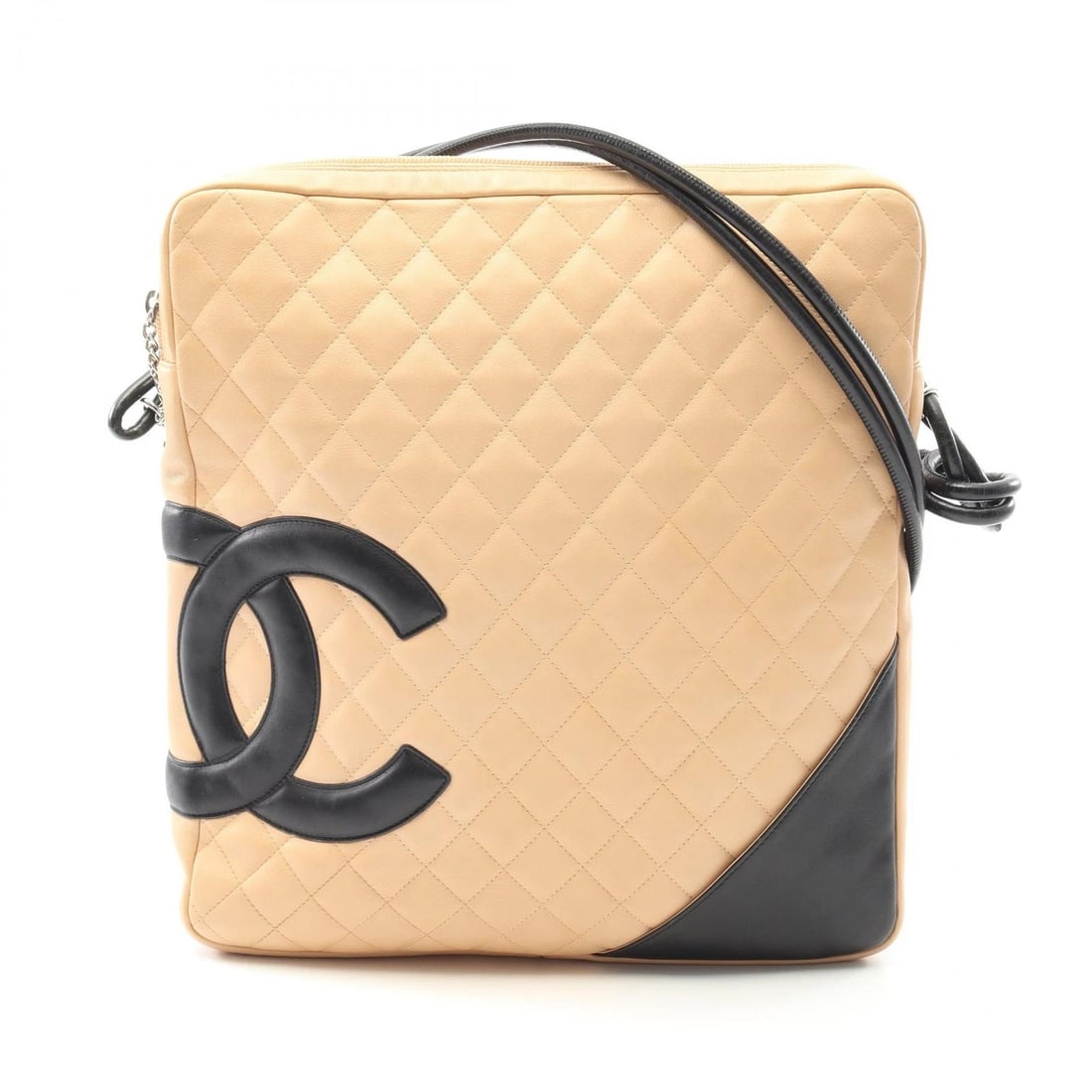 CHANEL CAMBON LINE LARGE POCHETTE SHOULDER BAG: CHANEL Cambon Line Large Pochette Shoulder Bag Brand: CHANEL Type: Shoulder Bag Material: leather Color: Beige??ish colors × Black??ish colors Size: H:34cm x W:30cm x D:3cm (H:13.4" x W:11.8" x D