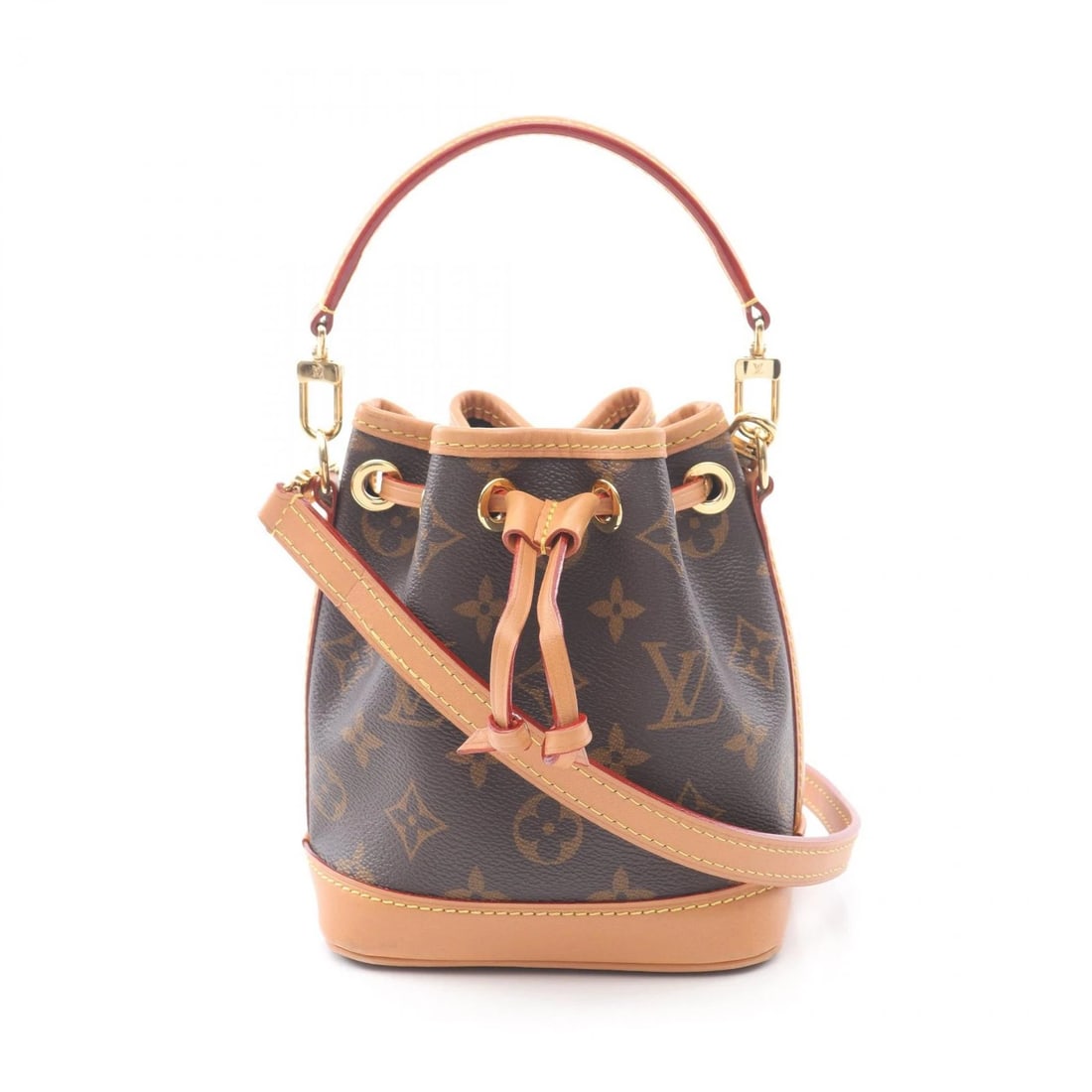 LOUIS VUITTON NANO NOE SHOULDER DRAWSTRING HANDBAG: LOUIS VUITTON Nano Noe Shoulder Drawstring Handbag Brand: LOUIS VUITTON Type: Handbag Material: Monogram × PVC coated canvas × leather Color: Brown??ish colors Size: H:15cm x W:13cm x D:10cm