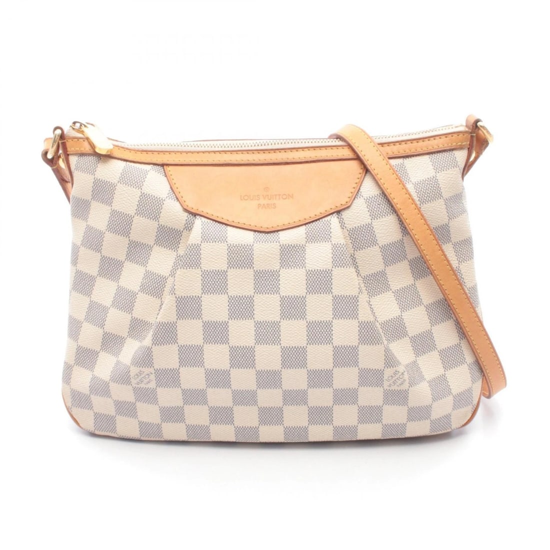 LOUIS VUITTON SIRACUSA PM SHOULDER CROSSBODY BAG: LOUIS VUITTON Siracusa PM Shoulder Crossbody Bag Brand: LOUIS VUITTON Type: Shoulder Bag Material: Damier Azur × PVC coated canvas × leather Color: White??ish colors Size: H:22cm x W:30cm x D:9c