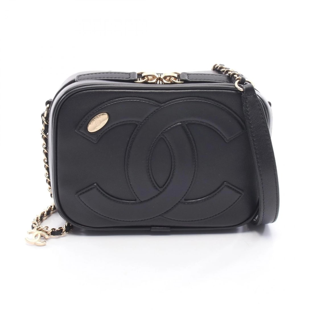CHANEL COCO MARK CHAIN CROSSBODY SHOULDER BAG: CHANEL COCO Mark Chain Crossbody Shoulder Bag Brand: CHANEL Type: Shoulder Bag Material: leather Color: Black??ish colors Size: H:12cm x W:17cm x D:6cm (H:4.7" x W:6.7" x D:2.4") Accessories: Non