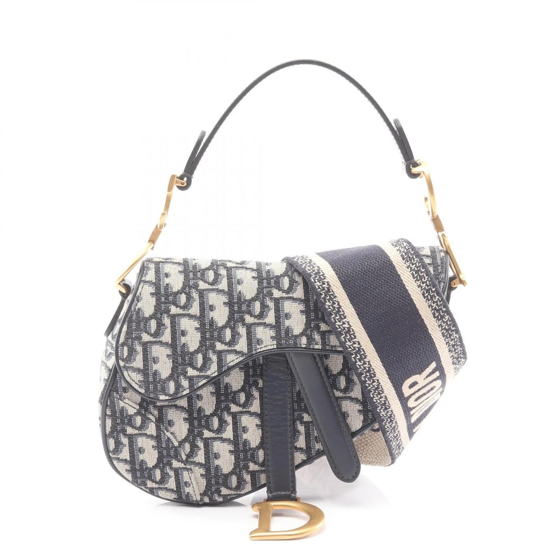 DIOR MINI SADDLE HAND SHOULDER BAG JACQUARD CANVAS: Dior Mini Saddle Hand shoulder bag Jacquard canvas Brand: Dior Type: Handbag Material: canvas × leather Color: Beige??ish colors × Navy??ish colors × Black??ish colors Size: H:13cm x W:19cm