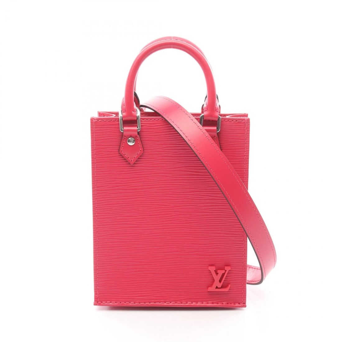 LOUIS VUITTON PETIT SAC PLAT CROSSBODY HANDBAG: LOUIS VUITTON Petit Sac Plat Crossbody Handbag Brand: LOUIS VUITTON Type: Handbag Material: leather Color: Pink??ish colors Size: H:17.5cm x W:13.5cm x D:5cm (H:6.9" x W:5.3" x D:2.0") 