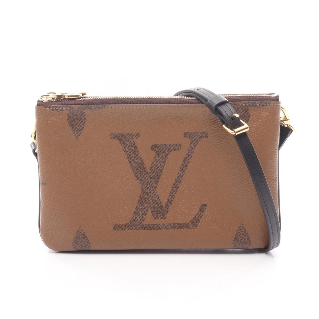 LOUIS VUITTON POCHETTE DOUBLE ZIP SHOULDER BAG: LOUIS VUITTON Pochette double zip Shoulder Bag Brand: LOUIS VUITTON Type: Shoulder Bag Material: Monogram / Giant Reverse × PVC coated canvas × leather Color: Beige / Brown??ish colors ×