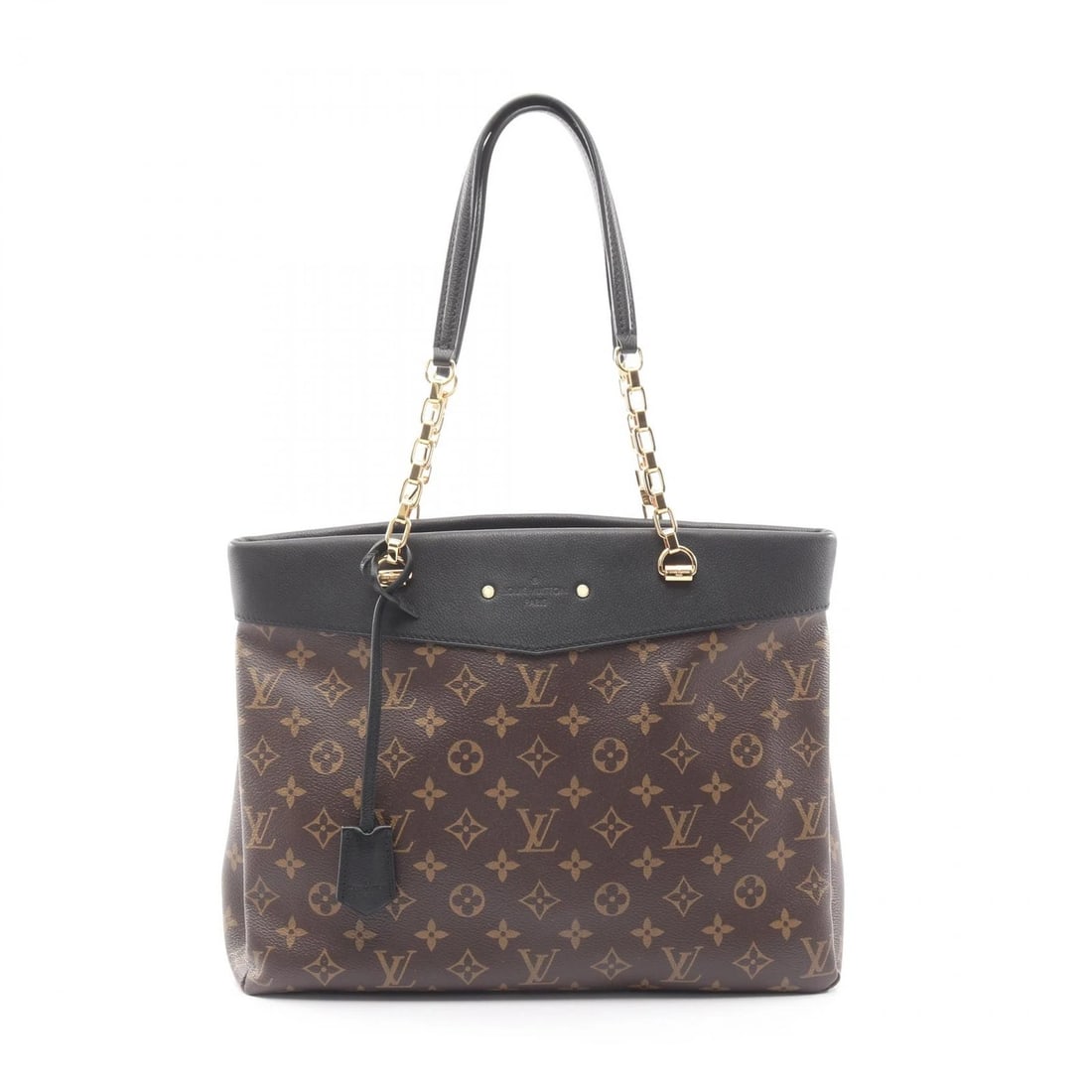 LOUIS VUITTON PALLAS SHOPPER TOTE CHAIN SHOULDER BAG: LOUIS VUITTON Pallas shopper Tote chain shoulder Bag Brand: LOUIS VUITTON Type: Tote Bag Material: Monogram × PVC coated canvas × leather Color: Black / Brown??ish colors × Black??ish colors